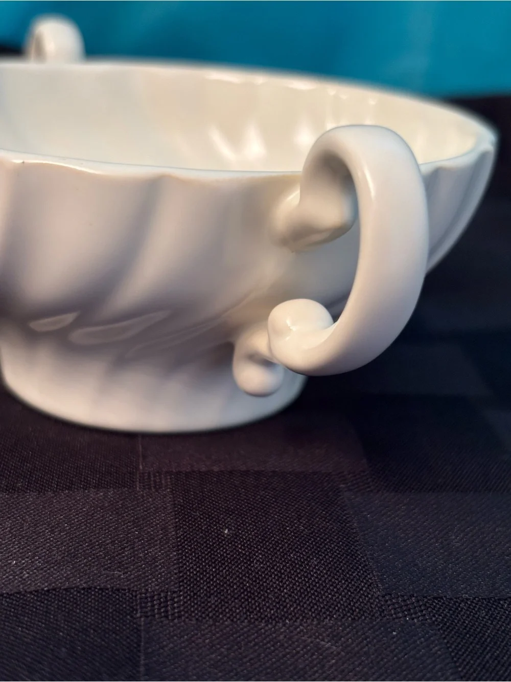 Vintage Franciscan Coronado Matte Off‑White Cream Soup Bowl & Saucer Set